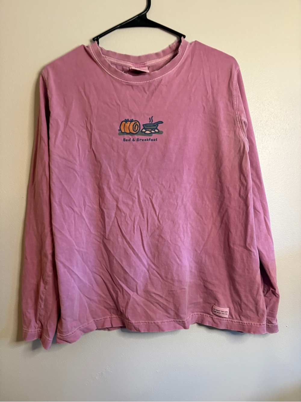 Life Is Good Pink Long Sleeve 'Bed & Breakfast' Graphic Tee